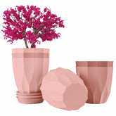 Set of 5 Plastic Round Flower Pots for Home Planters/Terrace, Garden/Suitable for Home Indoor & Outdoor/Gardening Pots for Plants/Plant pots for Balcony (ARO, Baby Pink)