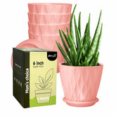 Set of 5 Plastic Round Flower Pots for Home Planters/Terrace, Garden/Suitable for Home Indoor & Outdoor/Gardening Pots for Plants/Plant pots for Balcony (Wave, Baby Pink)