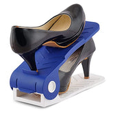 JD Fresh 6 PCS Shoe Organizer Space Saver | shoe rack storage organiser | Shoe Stand Plastic | Double layer Chappal organiser for Shelves | Shoe organiser space saver | Color Blue -6 PCS