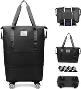 JD FRESH 2 Layer Nylon Duffle Bags/Convertible Travel Luggage with Wheels/Waterproof Traveling Bag for Clothes/Foldable - Extendable Duffle Luggage for Men and Women