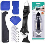 JD Fresh 5 in 1 Silicon Caulking Tool Kit (stainless steel head) Silicone Sealant Finishing Tool Grout Scraper, Reuse and Replace 5 Silicone Pads,Great Tools for Kitchen Bathroom Window,Sink Joint