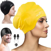 JD Fresh Swimming Cap with Ear Cover Silicone Made Waterproof Swimming Cap for Men & Women with Long Hair & Adults Color Yellow
