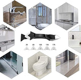 JD Fresh 5 in 1 Silicon Caulking Tool Kit (stainless steel head) Silicone Sealant Finishing Tool Grout Scraper, Reuse and Replace 5 Silicone Pads,Great Tools for Kitchen Bathroom Window,Sink Joint