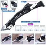 JD Fresh 5 in 1 Silicon Caulking Tool Kit (stainless steel head) Silicone Sealant Finishing Tool Grout Scraper, Reuse and Replace 5 Silicone Pads,Great Tools for Kitchen Bathroom Window,Sink Joint