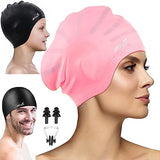 JD Fresh Swimming Cap with Ear Cover Silicone Made Waterproof Swimming Cap for Men & Women with Long Hair & Adults Color Pink