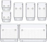 JD FRESH Drawer Storage Organizer Tray Set (7 PCs), Makeup Organizer, Desk Drawer Divider Organizer, Plastic Acrylic Multi Storage Drawer Organizer Tray
