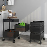 JD FRESH 3-Tier Metal Kitchen Trolley with Wheels/Onion Potato Rack/Vegetable Storage Stand/Spice Rack/Onion Basket for Kitchen (Black)