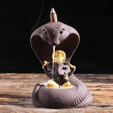 JD FRESH Snake with Shivling Backflow Incense Holder, vashuki Snake, Pooja,Aromatherapy Ornament Home with 30 backflow Incense Cone (Ceramic, Conical)