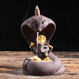 JD FRESH Snake with Shivling Backflow Incense Holder, vashuki Snake, Pooja,Aromatherapy Ornament Home with 30 backflow Incense Cone (Ceramic, Conical)
