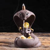JD Fresh Resin Back Flow Smoke Fountain Incense Holder Nag and Snake Ganesha Incense Burner with 30 Back Flow Incense Stick Holder Cones for Pooja, Meditation, Prayer, Home Decoration