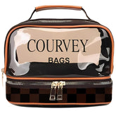 JD FRESH Transparent Cosmetic Case/Makeup Organizer/Toiletry Pouch for Men and Women/Portable Travel Bag/Waterproof Vanity Bag for Women/Makeup Essentials (Brown)