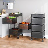 JD FRESH 4-Tier Metal Rotating Kitchen Trolley/Spice Rack/Vegetable & Fruit Storage/Organizer Holder and Onion-Potato Storage Basket for Kitchen