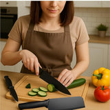 JD FRESH Premium 3 Piece Kitchen Knife Set/Stainless Steel Blades with Protective Covers/Sharp Edge Cutting Chef Knifes for Chopping Vegetables/Fruits/Chaku/Multipurpose Knife/Kitchen Tools (Black)