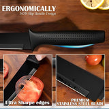 JD FRESH Premium 3 Piece Kitchen Knife Set/Stainless Steel Blades with Protective Covers/Sharp Edge Cutting Chef Knifes for Chopping Vegetables/Fruits/Chaku/Multipurpose Knife/Kitchen Tools (Black)