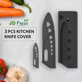 JD FRESH Premium 3 Piece Kitchen Knife Set/Stainless Steel Blades with Protective Covers/Sharp Edge Cutting Chef Knifes for Chopping Vegetables/Fruits/Chaku/Multipurpose Knife/Kitchen Tools (Black)