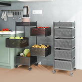 JD FRESH 5-Tier Metal Rotating Kitchen Trolley/Spice Rack/Vegetable & Fruit Storage/Organizer Holder and Onion-Potato Storage Basket for Kitchen