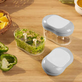 JD FRESH Vegetable Chopper for Kitchen Use/4 Sharp Stainless-Steel Blades/Hand Push Chopping of Onion/Garlic/Fruits/Vegetable Cutter Kitchen Tool/350ML (Pack of-2 White)