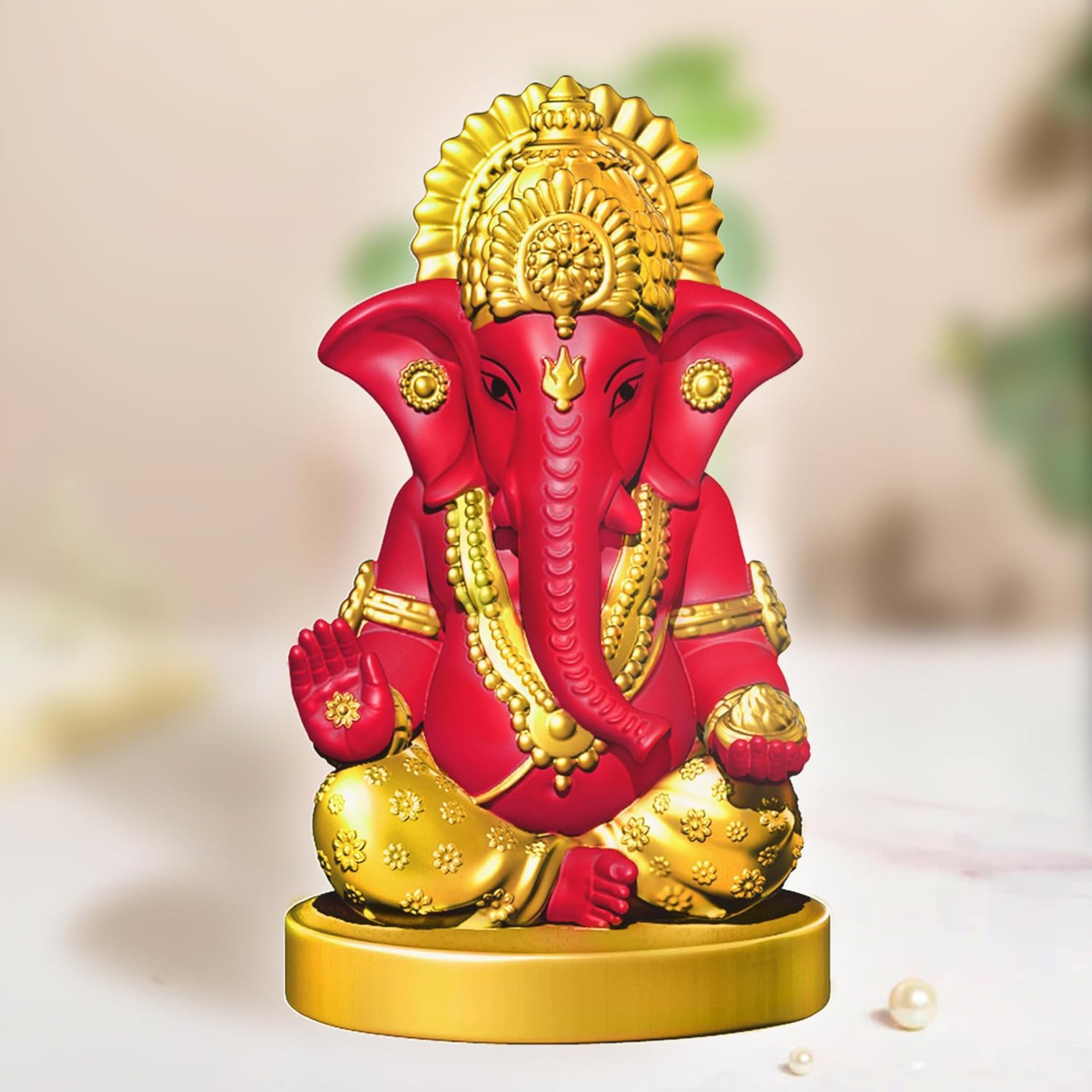 Ganesh Idol for Home/God Idols/Ganpati Murti/Ganesh Ji for Puja/Car Dashboard/Home/Office/Living Room/Decorative Items/Home Decor(Orange)