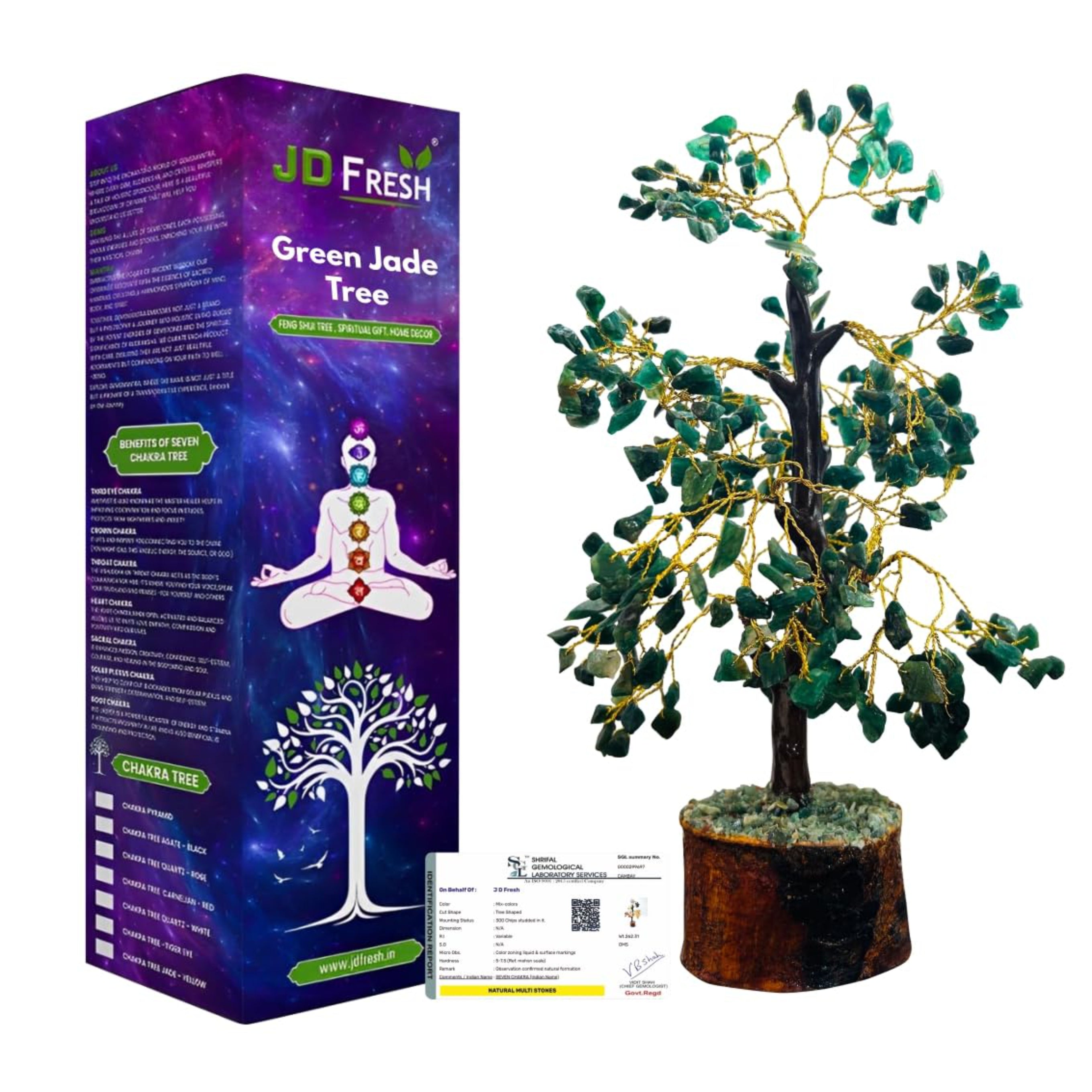 300 Beads Crystal Tree/7 Chakra Crystal Tree/Showpiece Good Luck and Positive Energy/Showpiece for Living Room/Natural Healing Gemstones Money Tree/Lucky Tree for Good Luck (Black)
