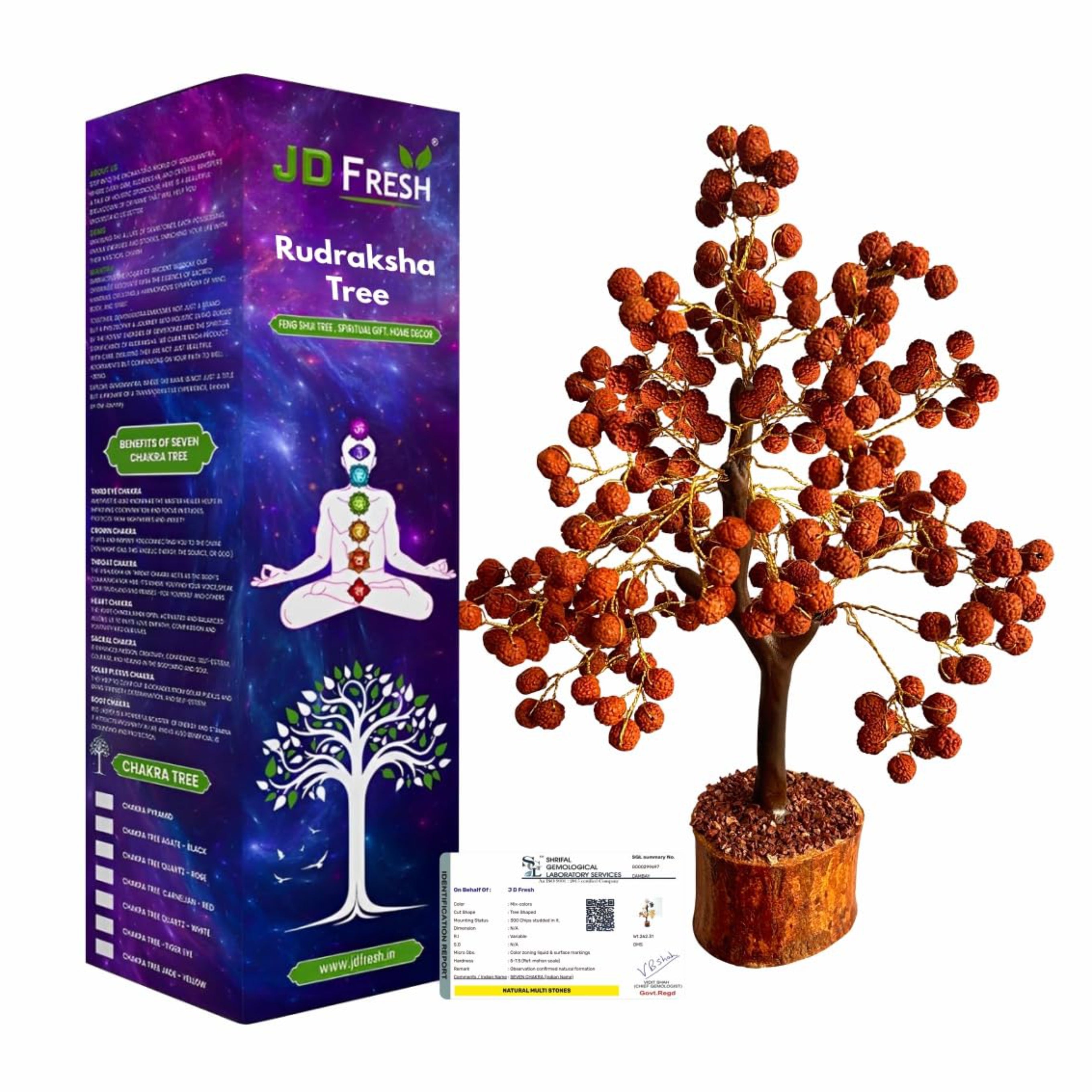 300 Beads Crystal Tree/7 Chakra Crystal Tree/Showpiece Good Luck and Positive Energy/Showpiece for Living Room/Natural Healing Gemstones Money Tree/Lucky Tree for Good Luck (Black)