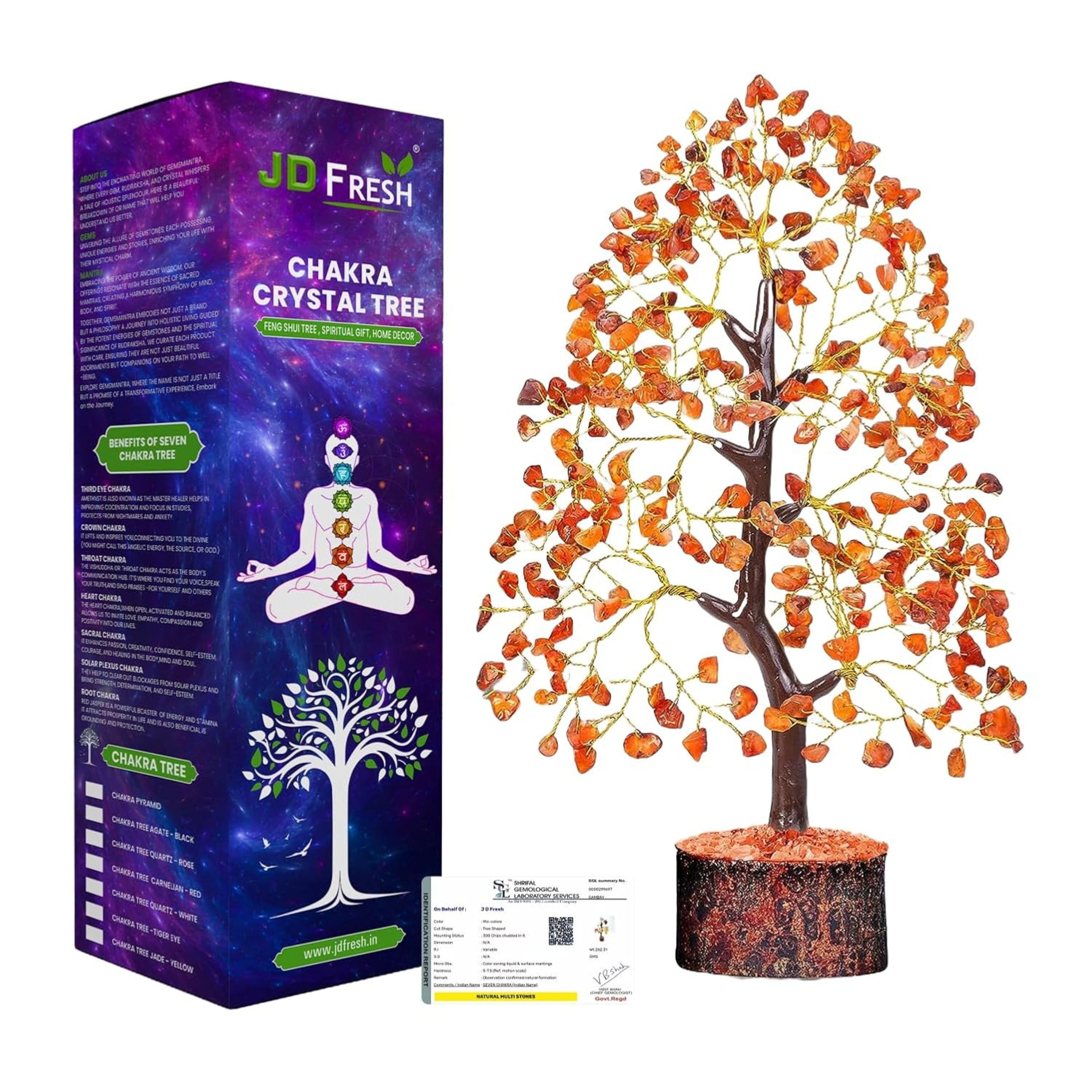300 Beads Crystal Tree/7 Chakra Crystal Tree/Showpiece Good Luck and Positive Energy/Showpiece for Living Room/Natural Healing Gemstones Money Tree/Lucky Tree for Good Luck (Black)