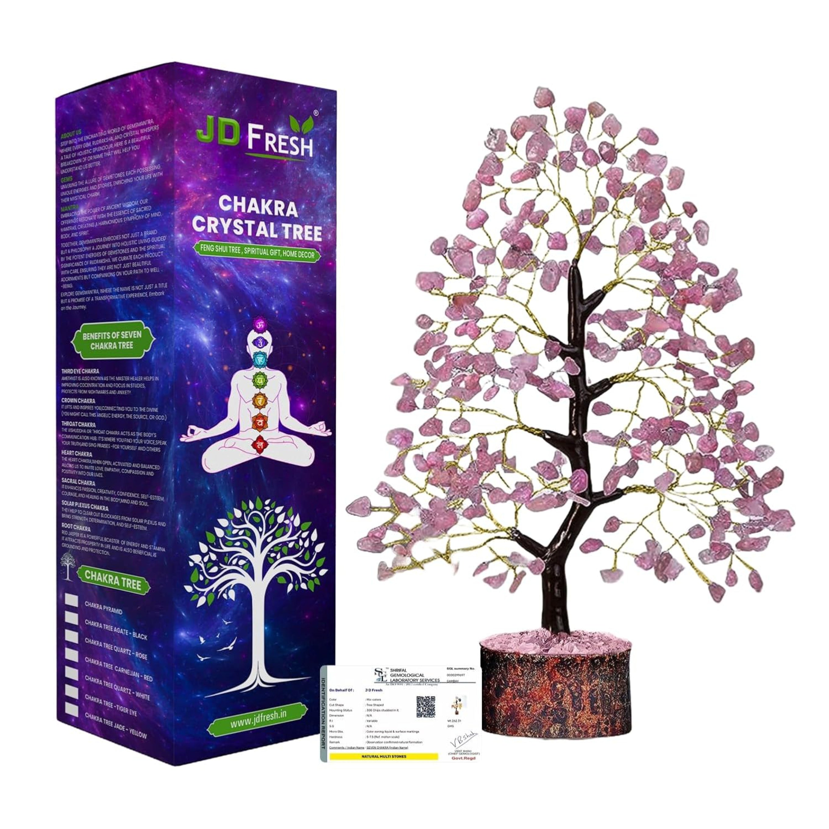 300 Beads Crystal Tree/7 Chakra Crystal Tree/Showpiece Good Luck and Positive Energy/Showpiece for Living Room/Natural Healing Gemstones Money Tree/Lucky Tree for Good Luck (Black)