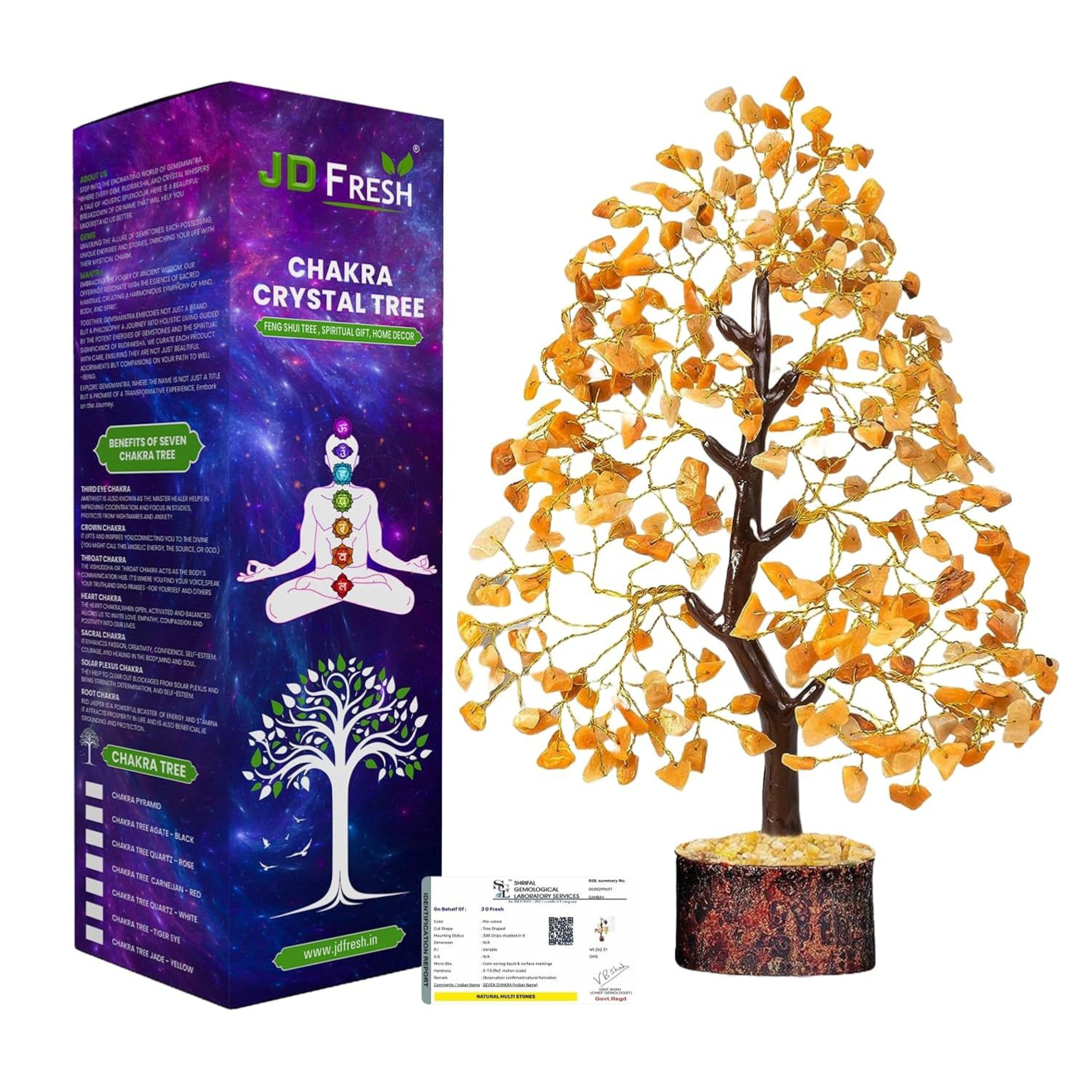 300 Beads Crystal Tree/7 Chakra Crystal Tree/Showpiece Good Luck and Positive Energy/Showpiece for Living Room/Natural Healing Gemstones Money Tree/Lucky Tree for Good Luck (Black)