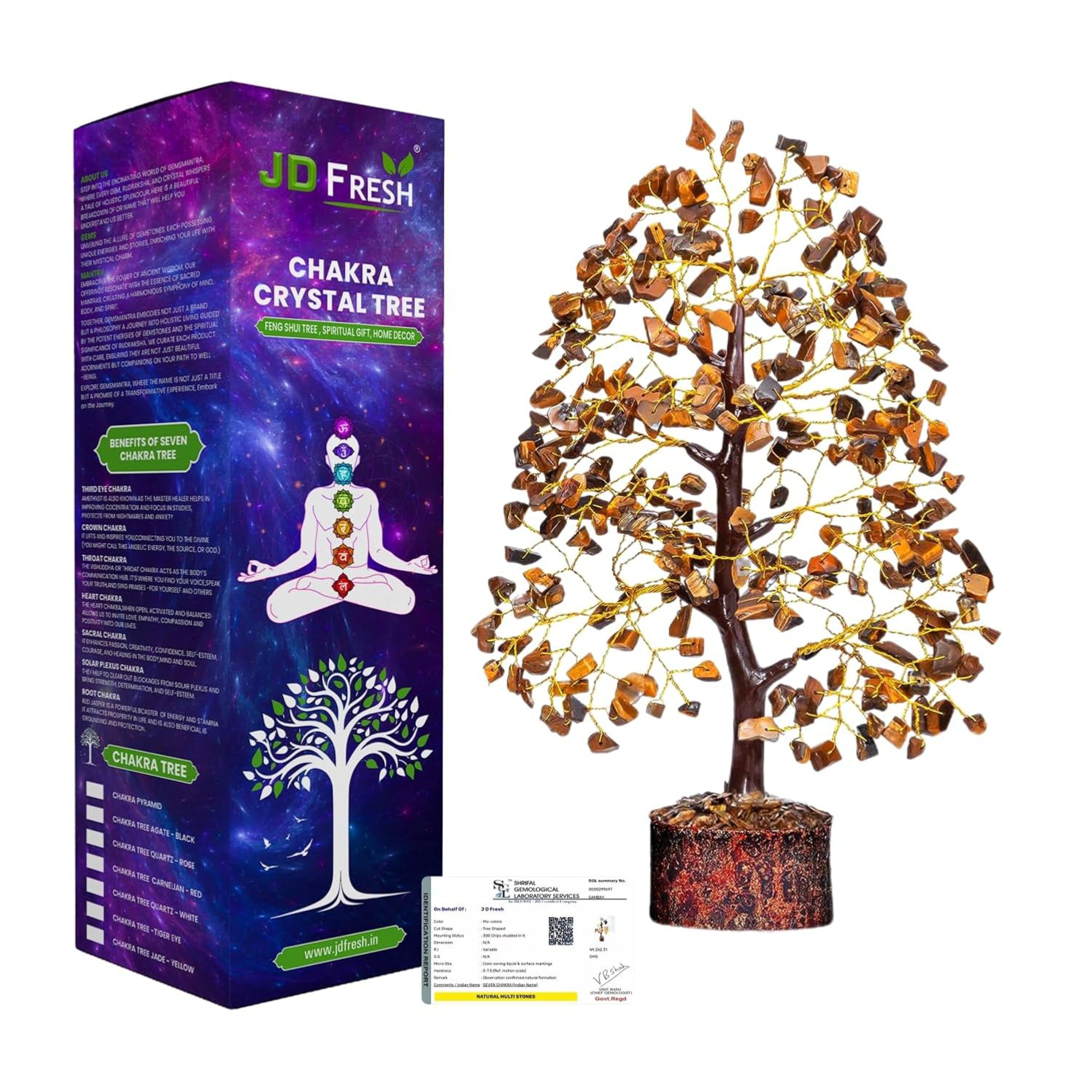 300 Beads Crystal Tree/7 Chakra Crystal Tree/Showpiece Good Luck and Positive Energy/Showpiece for Living Room/Natural Healing Gemstones Money Tree/Lucky Tree for Good Luck (Black)