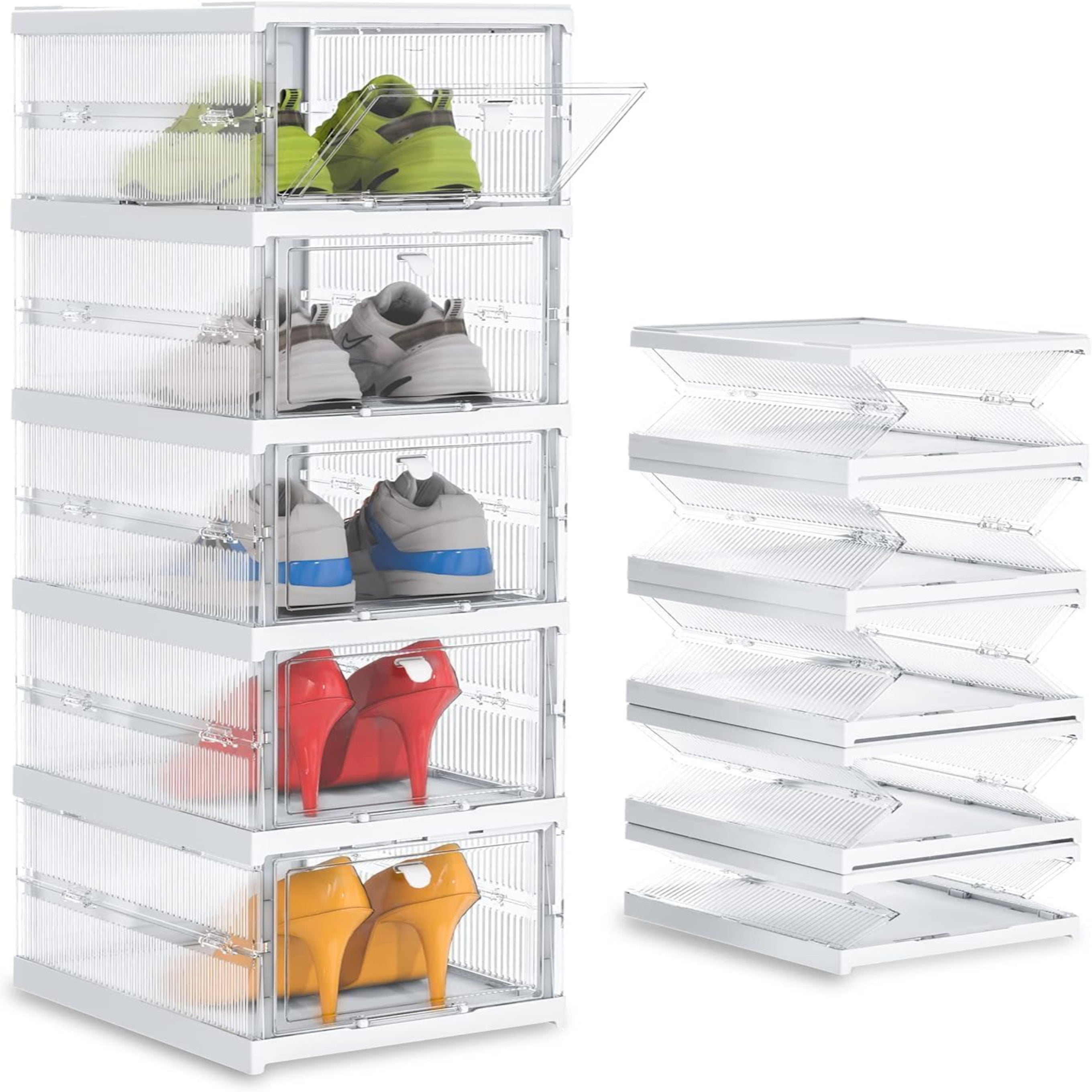 Foldable Transparent Cupboard Organizer for Clothes/Versatile and Sturdy Almirah for Clothes/Shoes/Books/Storage Organizer/Closet for Bedroom/Living Room/Laundry Room/Study(White)