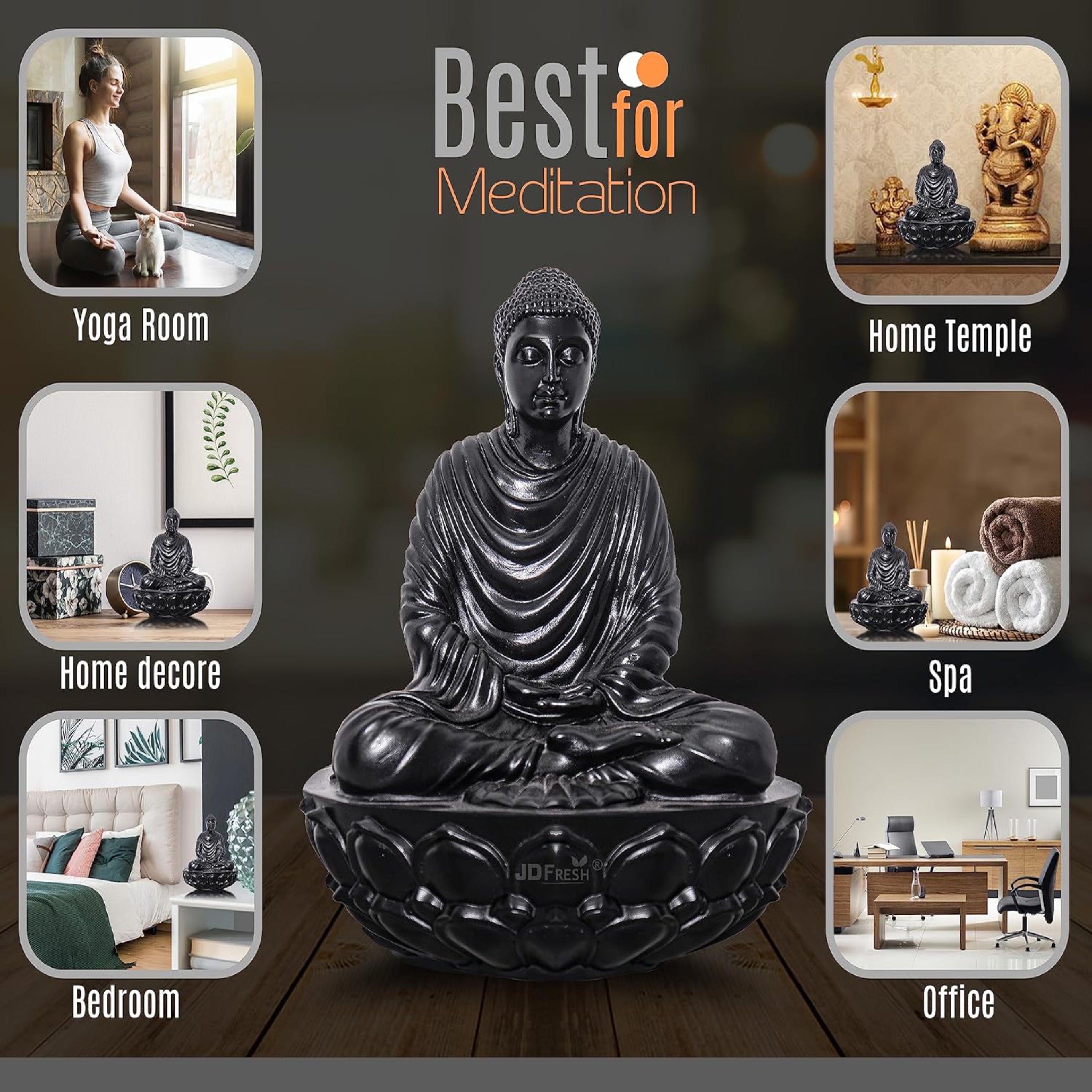 6 Inch Gautam Buddha Statue/Resin Idols for Home/Showpiece for Home Decor/Decorative Items for Living Room/Office/Buddha Statues/God Idol