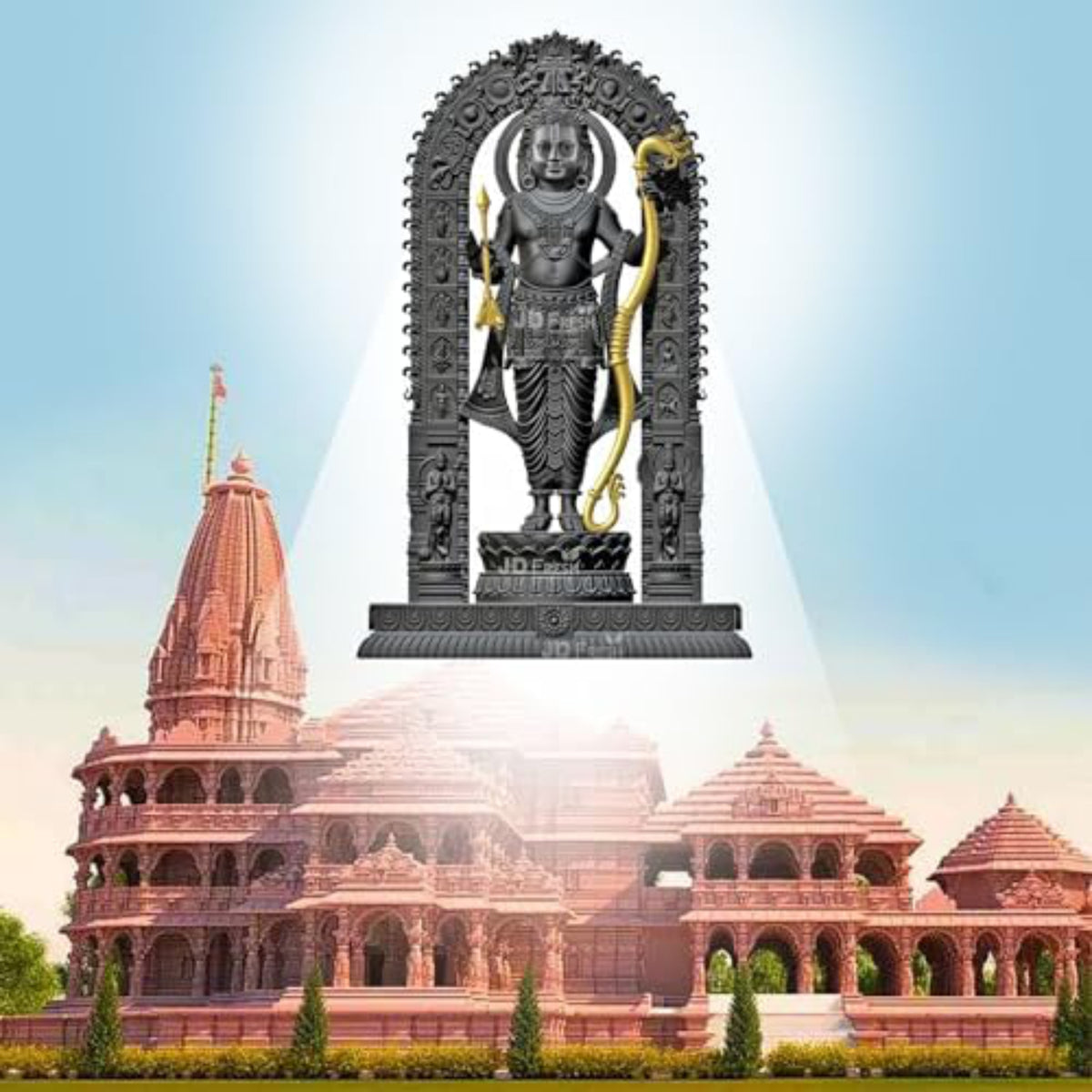 Shree Ram Lalla Murti/God Idols/Ayodha's Shree Ram Statue/Home Decor/Decorative Items for Living Room/Office/Show Piece(Black&Gold), antique, Religious