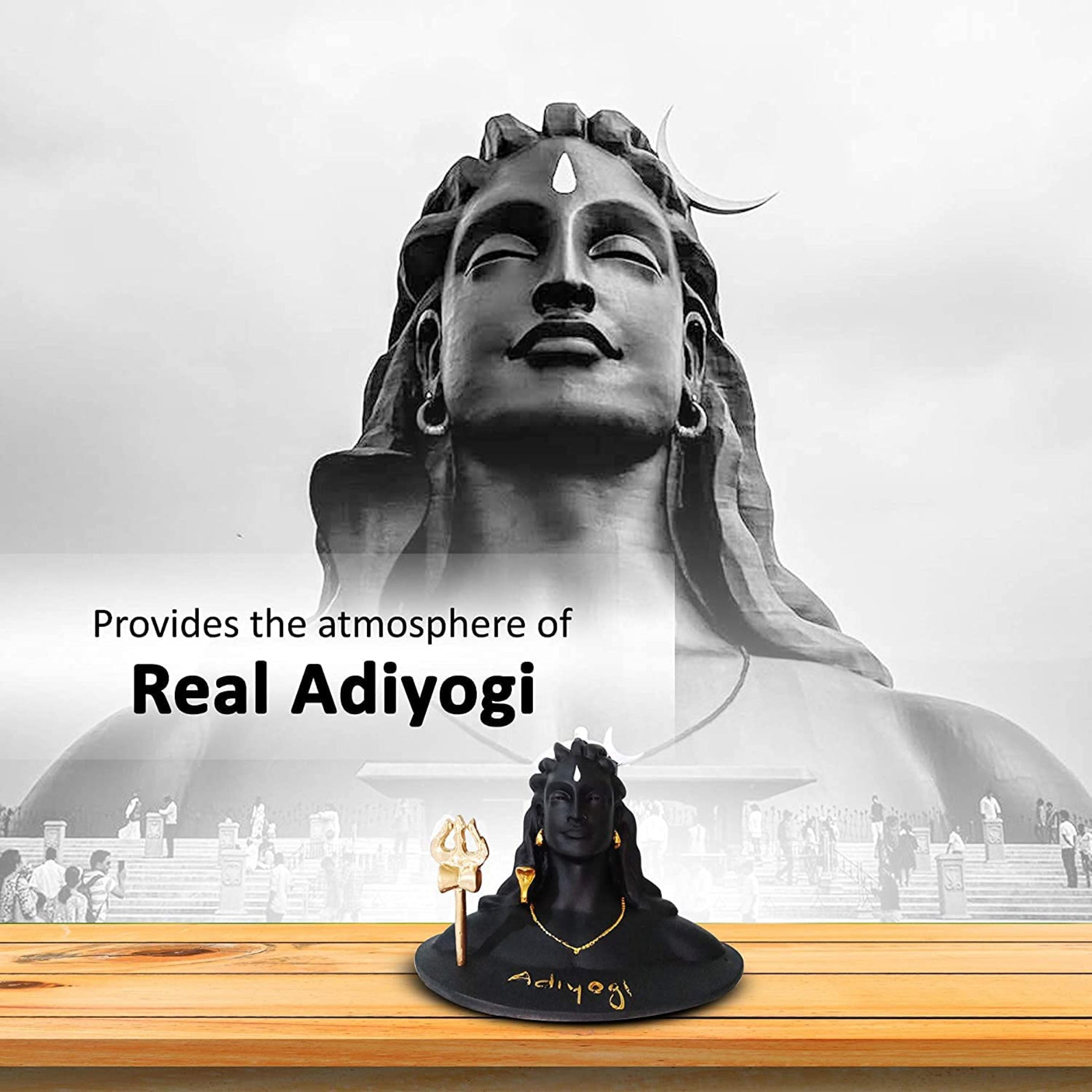 Adiyogi Statue with Rudraksh Mala/Resin Car Dashboard Idols/Lord Shiva for Pooja/Shivratri Gift/Decor/Shiv Murti/Mahadev Statues/Decorative Items for Home/Office(Black)