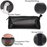 4 in 1 Large Cosmetic Mesh Bag/Toiletry Pouch for Men and Women/Makeup Organizer/Portable Travel Bag/Makeup Essentials(Black)