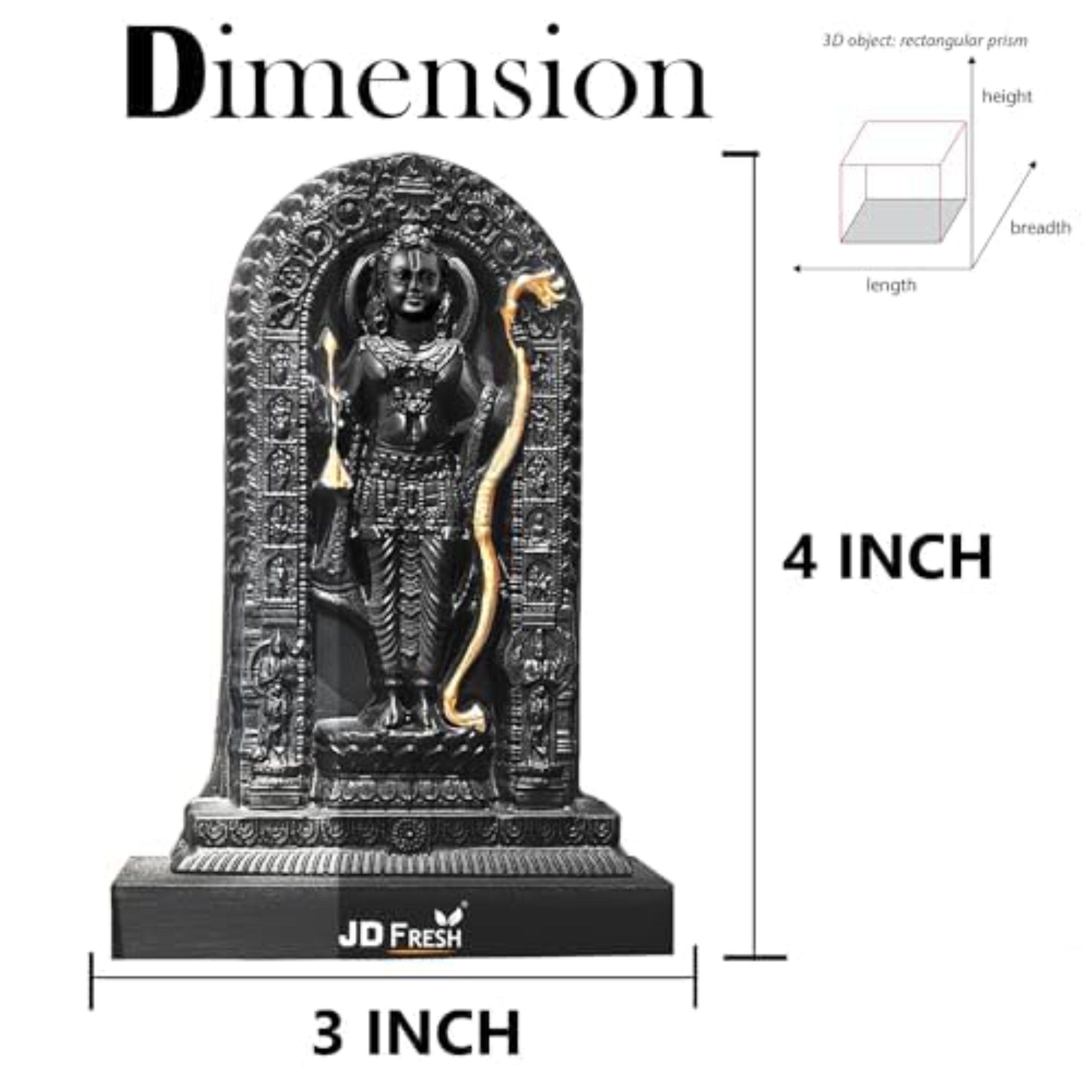 Shree Ram Lalla Murti/God Idols/Ayodha's Shree Ram Statue/Home Decor/Decorative Items for Living Room/Office/Show Piece(Black&Gold), antique, Religious