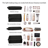 4 in 1 Large Cosmetic Mesh Bag/Toiletry Pouch for Men and Women/Makeup Organizer/Portable Travel Bag/Makeup Essentials(Black)