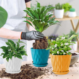 Set of 5 Plastic Round Flower Pots for Home Planters/Terrace, Garden/Suitable for Home Indoor & Outdoor/Gardening Pots for Plants/Plant pots for Balcony (Wave, Baby Pink)