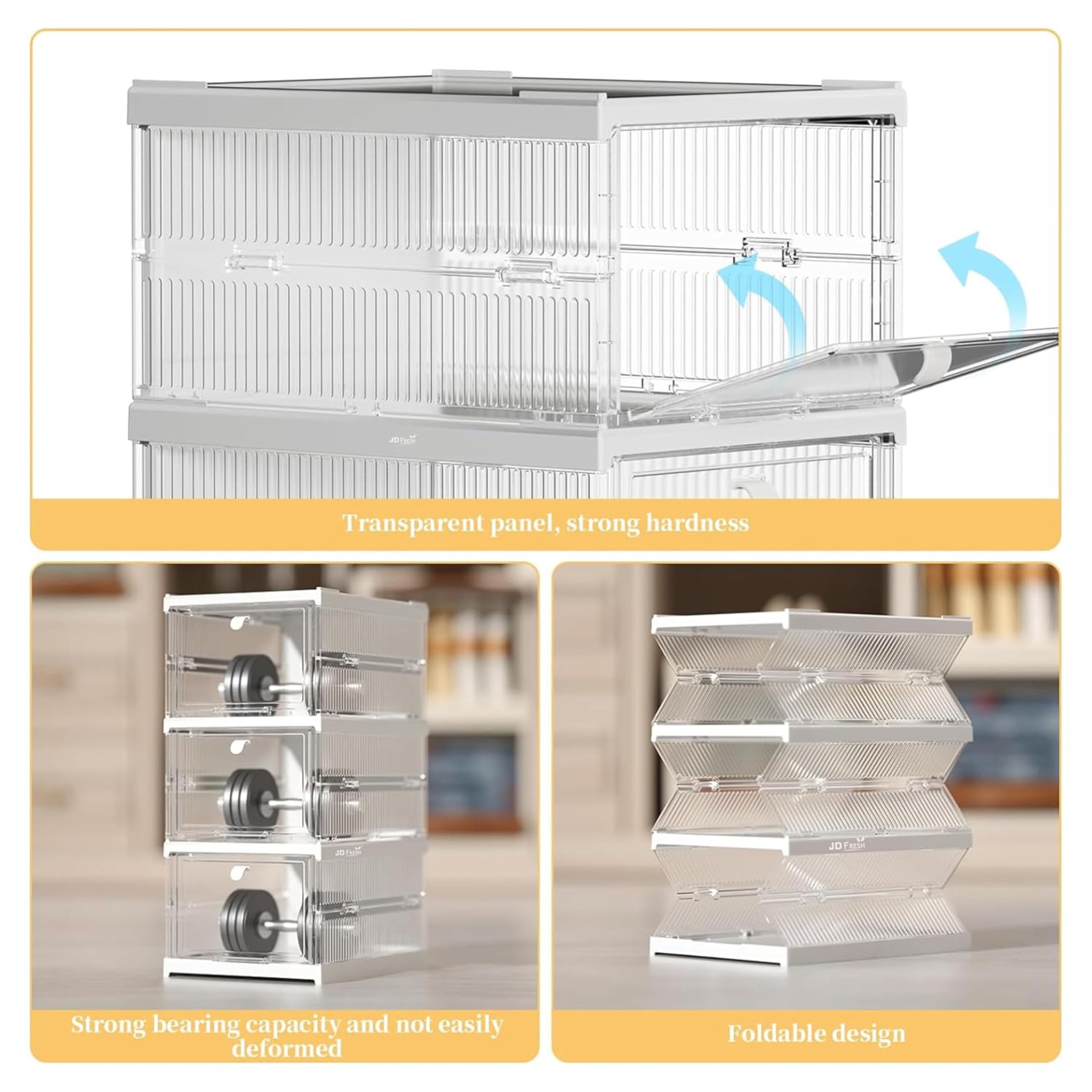 Foldable Transparent Cupboard Organizer for Clothes/Versatile and Sturdy Almirah for Clothes/Shoes/Books/Storage Organizer/Closet for Bedroom/Living Room/Laundry Room/Study(White)
