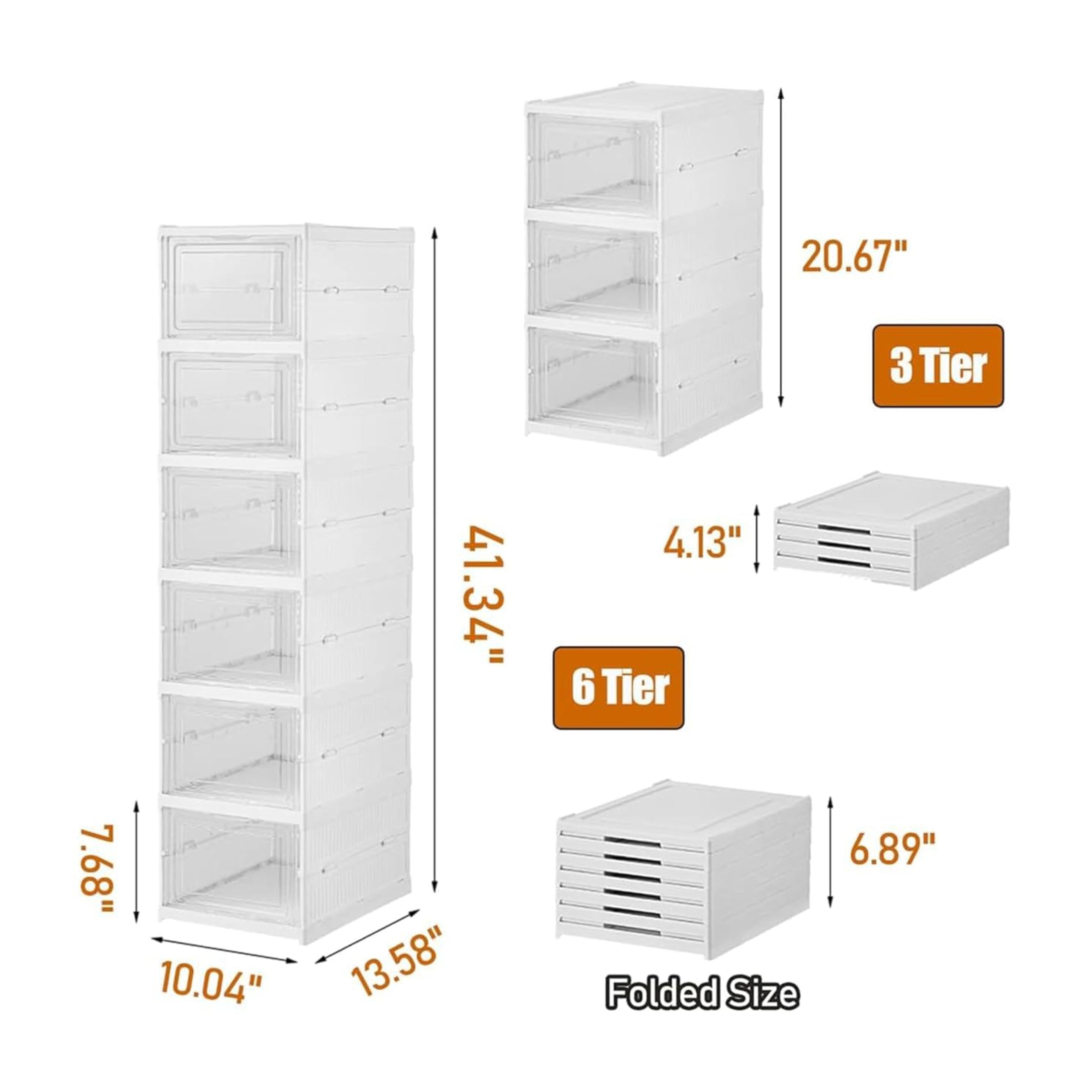 Foldable Transparent Cupboard Organizer for Clothes/Versatile and Sturdy Almirah for Clothes/Shoes/Books/Storage Organizer/Closet for Bedroom/Living Room/Laundry Room/Study(White)