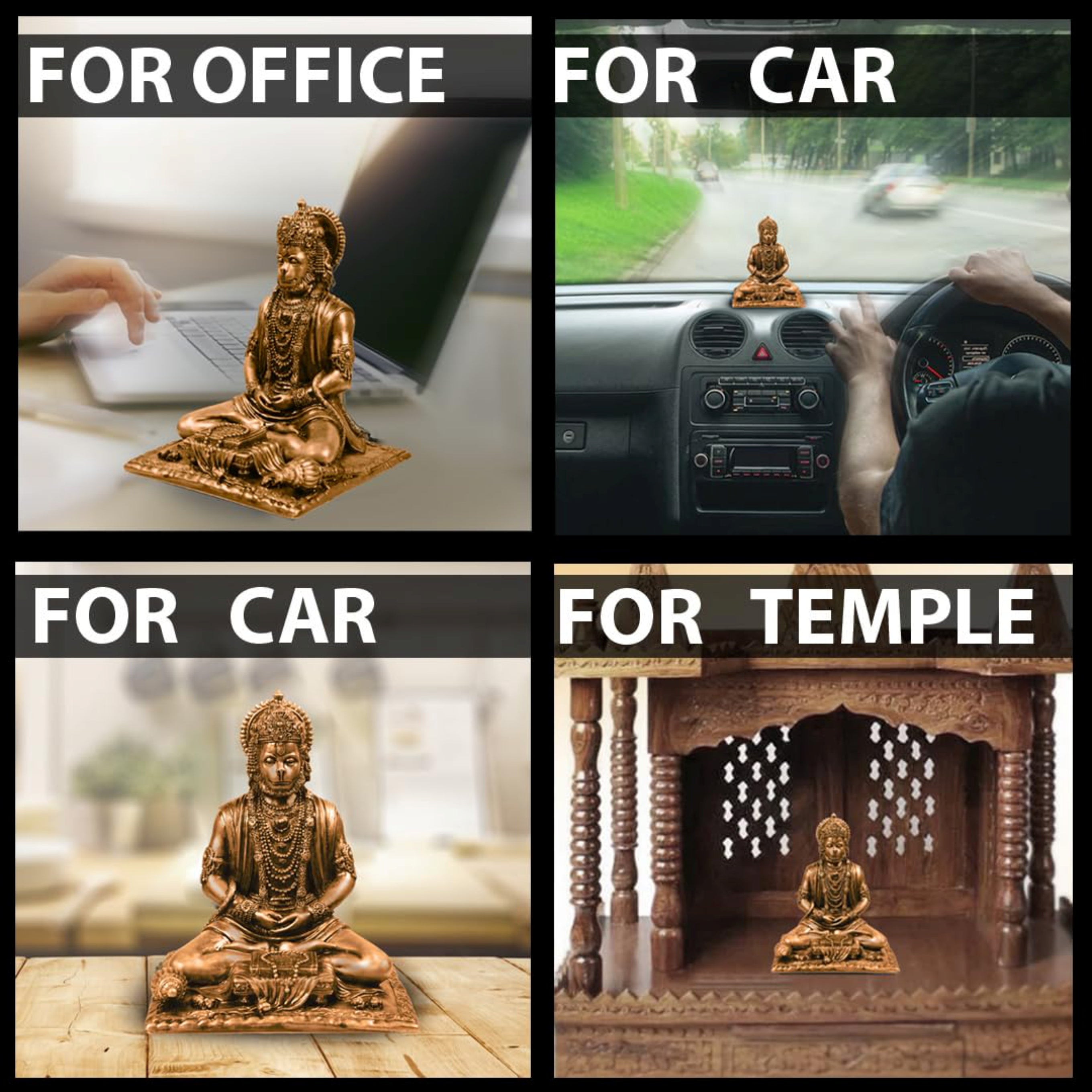 4.5 Inch Bajrangbali Statue with Gada/Hanuman Ji/Sankat Mochan/God Idols for Home/Car Dashboard/Office Desk/Murti for Home Decor/Decorative Items/Gifts(Black)