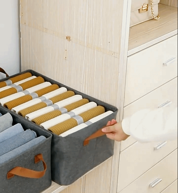 JD FRESH Drawer organizer for wardrobe, Wardrobe Organizer For Clothes, Stackable Organizer For Wardrobe Storage,Clothing Organiser For Wardrobe Shelf,Jeans,Pants,T Shirt Organizer For Cupboard Racks And Shelves,Grey