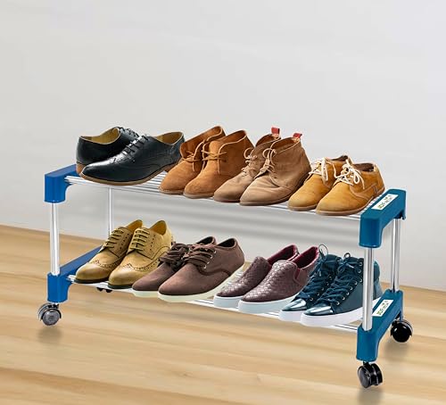 steel shoe rack blue 2 tire