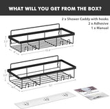 JD FRSEH Shower Caddy Shelf Organizer Rack, Self Adhesive Black Bathroom Shelves, Home Farmhouse Wall Shower Inside Organization and Storage Decor Accessories, House Essentials