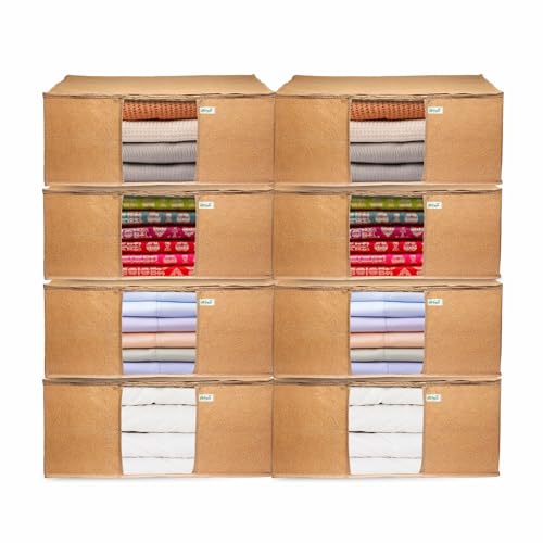 Premium Saree Storage Bag - Durable, Foldable, Transparent Cover, Lightweight Organizer for Wardrobe in Vibrant Orange