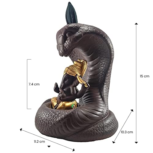 JD Fresh Resin Back Flow Smoke Fountain Incense Holder Nag and Snake Ganesha Incense Burner with 30 Back Flow Incense Stick Holder Cones for Pooja, Meditation, Prayer, Home Decoration