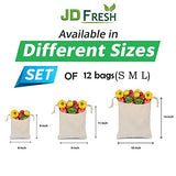 JD Fresh 100% Cotton Reusable Fridge Storage Bags for Vegetables and Fruits an other Multipurpose Eco Friendly Bags