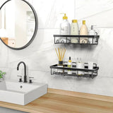 JD FRSEH Shower Caddy Shelf Organizer Rack, Self Adhesive Black Bathroom Shelves, Home Farmhouse Wall Shower Inside Organization and Storage Decor Accessories, House Essentials