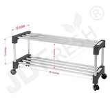 JD FRESH 2 Shoes Stand For Home-Stainless Steel 2-Tier Shoe Rack For Home Metal,Durable,Foldable Steel Rack,Entryway&Doorway