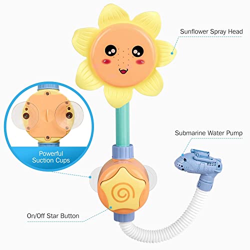 JD Fresh Battery Operated Sunflower Spritz Fun Battery-Operated Water Squirt Toy and Bathtub Water Pump for Infants, Baby Bath Shower Toy for Baby Bathing