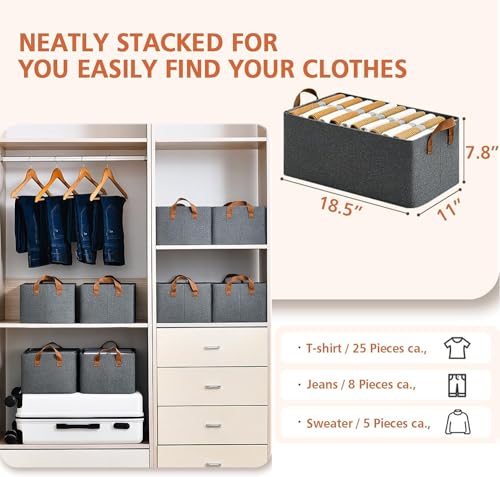 JD FRESH Drawer organizer for wardrobe, Wardrobe Organizer For Clothes, Stackable Organizer For Wardrobe Storage,Clothing Organiser For Wardrobe Shelf,Jeans,Pants,T Shirt Organizer For Cupboard Racks And Shelves,Grey
