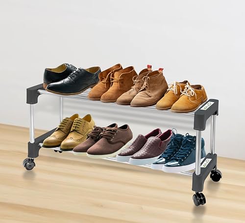 JD FRESH 2 Shoes Stand For Home-Stainless Steel 2-Tier Shoe Rack For Home Metal,Durable,Foldable Steel Rack,Entryway&Doorway